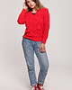 swetry damskie  Sweter z dekoltem w serek-czerwony(BK-075) 2