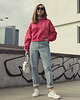 bluza z kapturem damska Bluza basic pink 1