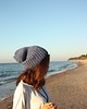 czapki damskie Niebieska czapka beanie handmade z wełną 2