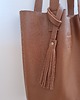 torby na ramię Duża Shopper Bag Mocha Mousse. Duża Shopperka z frędzlami skóra naturalna 4