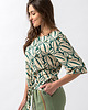 t-shirt damskie Bluzka wiązana "ANABELL" wzór zielone liście 3