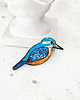 broszki Broszka PTAKI ZIMORODEK 3 ręcznie haftowana przypinka koraliki haft 1