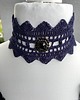 chokery Gotycki koronkowy granatowy choker z  kryształem 2