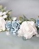 Ślubne ozdoby do włosów Błękitny wianek z gipsówki i różyczek 4
