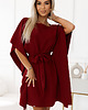 sukienki midi damskie 287-34 SOFIA Kobieca sukienka motyl z wiązaniem w pasie - BORDOWA - 2XL/3XL 2