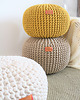 pufy do siedzenia Pufa beżowa bawełniana okrągła handmade 4