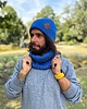 czapki i kapelusze męskie Męska bawełniana czapka beanie logo ekoskórka Niebieski Kobalt 1