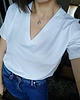 t-shirt damskie Biały T-shirt basic V-NECK COCO 3