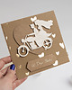 kartki scrapbooking Kartka ślubna z parą młodą na motocyklu 2