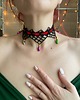 chokery Świąteczny czarny koronkowy choker w styly Stranger Things 7