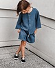 chłopiec - inne Komplet muślinowy koszula oversize i spodenki dusty blue 2