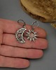 kolczyki wire wrapping Asymetryczne kolczyki księżyc i słońce kamień słoneczny wire wrapping 2