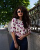 t-shirt damskie Beżowy T- shirt Damski oversize -śliwki 4