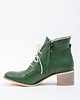 botki damskie BOTKI NA 5 CM KLOCKU - SKÓRA NATURALNA - MODEL 482 - KOLOR CIEMNY ZIELONY 2