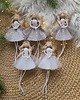 ozdoby choinkowe Świąteczny box aniołki na choinkę boho białe, srebrne 5 sztuk 6