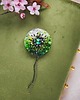 broszki Broszka haftowana Dmuchawiec zielony, Broszka artystyczna 3