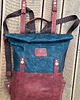 plecaki Plecak czerwono-niebieski ze skóry i bawełny A4. 2