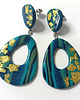 kolczyki z masy plastycznej Duże Kolczyki Turkusowo Złote 2