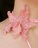 chokery Różowo - łososiowa orchidea - naszyjnik choker z koralików 2