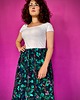 spódnice midi SPÓDNICA midi z gumką, autorski print kwiaty, maliny i ważki (100% wiskoza) 2