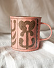 kubki Duży Różowy Kubek Ceramiczny w Stylu Vintage - Sgraffito, Ceramika 1