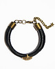 bransoletki skórzane Bransoletka skórzana - Złoty guzik - unisex, czarna 2