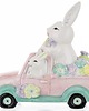 ozdoby wielkanocne Dekoracja - króliki w samochodzie z kwiatami 20x10,5x19 cm różowy 3