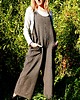 kombinezony damskie Spodnie ogrodniki z ciemnoszarego tweedu 1