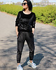 komplety damskie Dres damski welurowy czarny 2