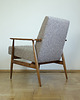 fotele Naturalna tkanina melnż Fotel Lisek PRL, Typ 300-190, Po renowacji, Vintage 3