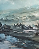 obrazy Obraz ręcznie malowany DUŻY 70x 100 cm abstrakcja pejzaż góry 1