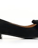 baleriny damskie Baleriny Skórzane zamszowe z ozdobną kokardą  (6783) 2