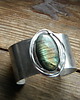 bransoletki wire wrapping Złoty labradoryt      - BRANSOLETA MANKIET - CUFF 6