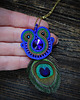 wisiory Peacock eye- wisior soutache z piórami 2