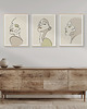 plakaty Zestaw 3 stylowych plakatów w stylu Boho, kobieta, twarz, line art. 3