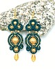 kolczyki soutache Gloria zielono złote kolczyki sutasz 2