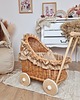 zabawki - inne Wiklinowy wózek dla lalek PCHACZ naturalny z falbaną beżową 3