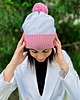 czapki damskie Bawełniana czapka zebra "Różowo szara" 1