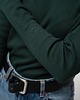 bluzki z długim rękawem damskie Prążkowany półgolf zapinany z boku na guziki, zielony, GRASSY GREEN 4