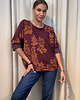bluza bez kaptura damska Bluza w kwiaty Borgogna 4