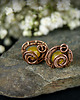 kolczyki wire wrapping Kolczyki sztyfty z żółtym jadeitem 6