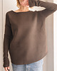 bluza bez kaptura damska Gruby Wąski rękaw Brązowy 3