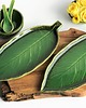 patery i talerze Zestaw ceramiczny do sushi  talerz liść  miseczka dla dwojga 2