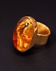 pierścionki złote Pozłacany pierścionek z bursztynem bałtyckim 2