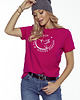 t-shirt damskie T-SHIRT RÓŻOWY BASIC z nadrukiem Koliber magenta 1