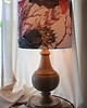 lampy stołowe Lampa stołowa drewniana z abażurem w kwiaty  4