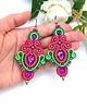 kolczyki soutache Tilla kolczyki sutasz zielono różowe wiosenne barwne z kryształkami 1