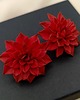 kolczyki z masy plastycznej Kolczyki dalie czerwone handmade, jesienne kolczyki kwiatowe 3