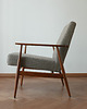 fotele Fotel Lisek PRL, Teak, Tkanina buckle; Typ 300-190, Po renowacji, Vintage 2