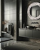 lustra stojące i wiszące Okrągłe srebrne lustro, srebrne lustro glamour, na ścianę, lustro mozaika 3